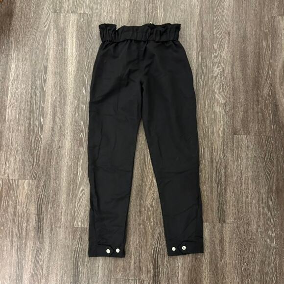 EUC RtA Leon Black Paperbag Waist Zip Ankle Pants S Small Jogger Trousers Silver - Picture 9 of 16